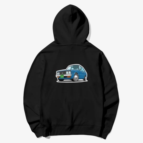 후드 티셔츠 A - 현대 포니 초기형 (진파랑)